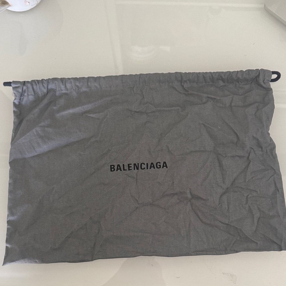 Balenciaga Charcoal Drawstring Logo Dust Pouch